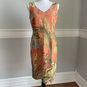 NWT Talbots Petites Size 10 tropical print sheath dress Beaded Accents Resort